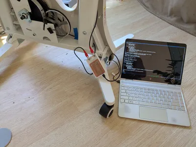 The bike open and connected to my computer