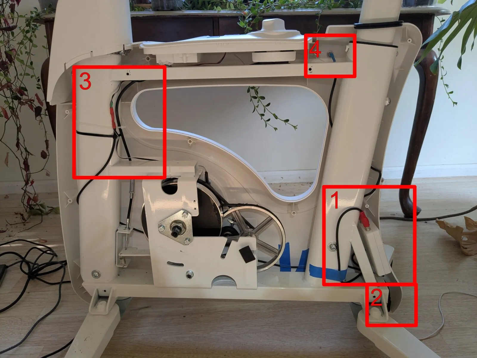 Open bike with modifications labeled