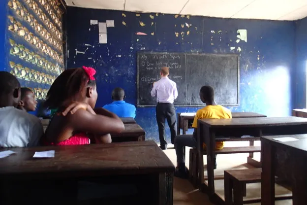 Kyle teaching math in Liberia